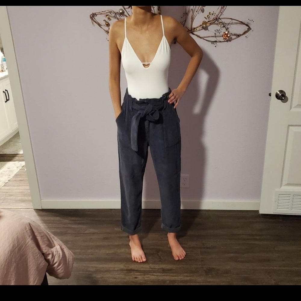Topshop high waisted corduroy paperbag pants